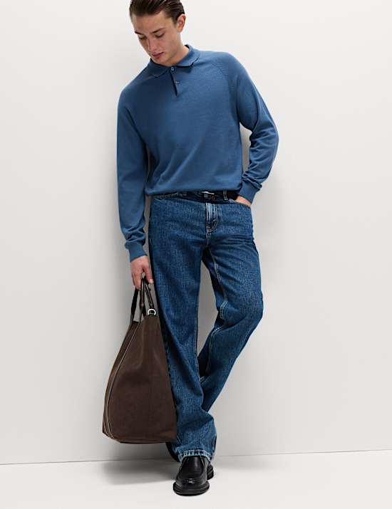 Poloshirt im Stricklook mit hohem Baumwollanteil