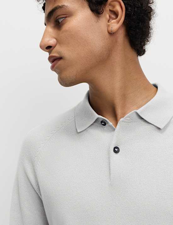 Katoenrijk, gebreid poloshirt