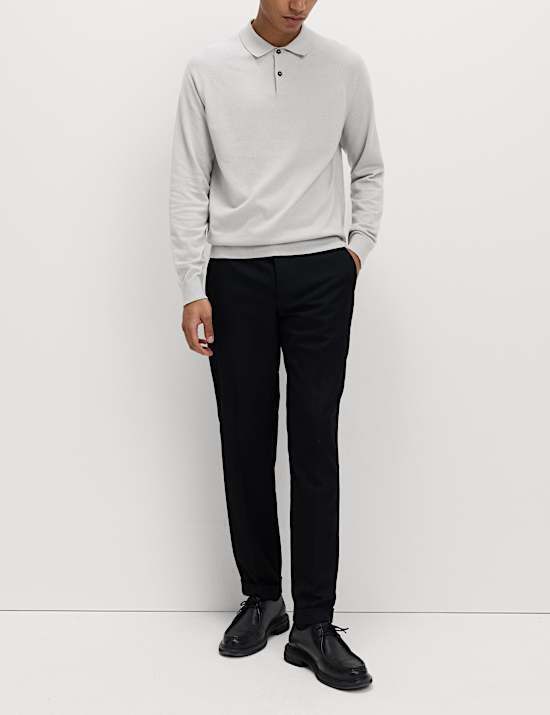 Katoenrijk, gebreid poloshirt