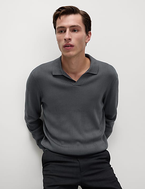 Cotton Modal Blend Knitted Polo Shirt