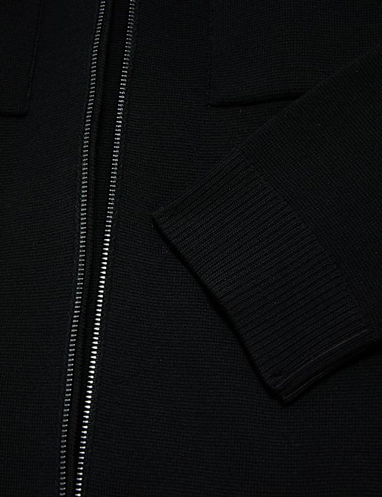 Cotton Rich Zip Up Knitted Jacket