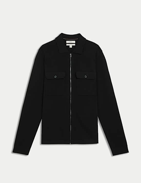 Cotton Rich Zip Up Knitted Jacket