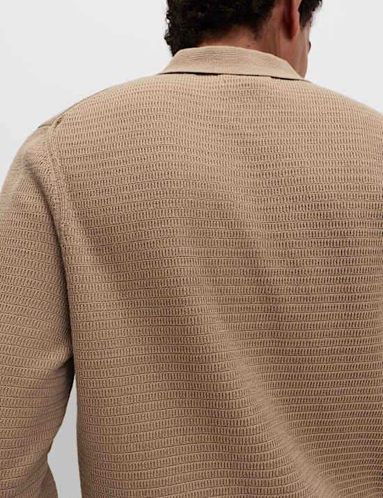 Cotton Rich Textured Knitted Polo Shirt