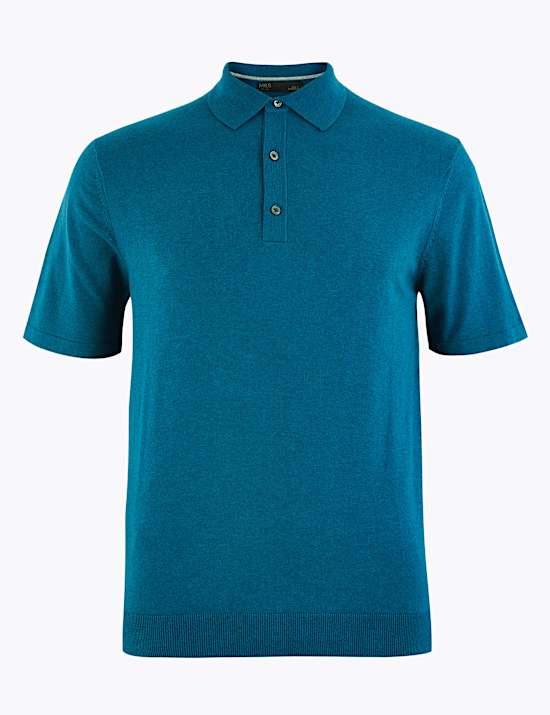 Cotton Rich Short Sleeve Knitted Polo