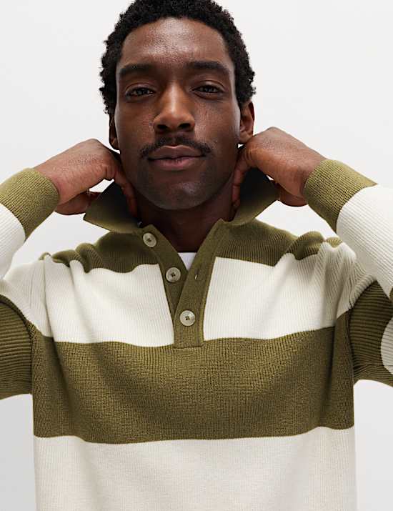 Polo de rugby de mezcla algodón de rayas