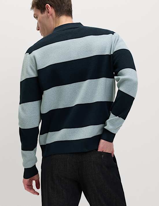 Cotton Blend Striped Rugby Shirt