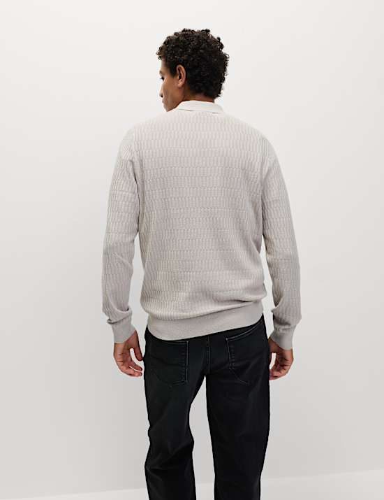 Cotton Modal Geometric Knitted Polo