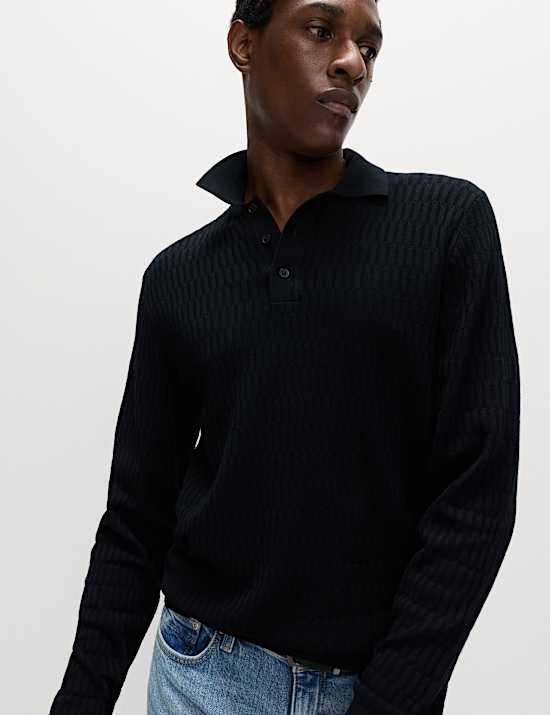Cotton Modal Geometric Knitted Polo