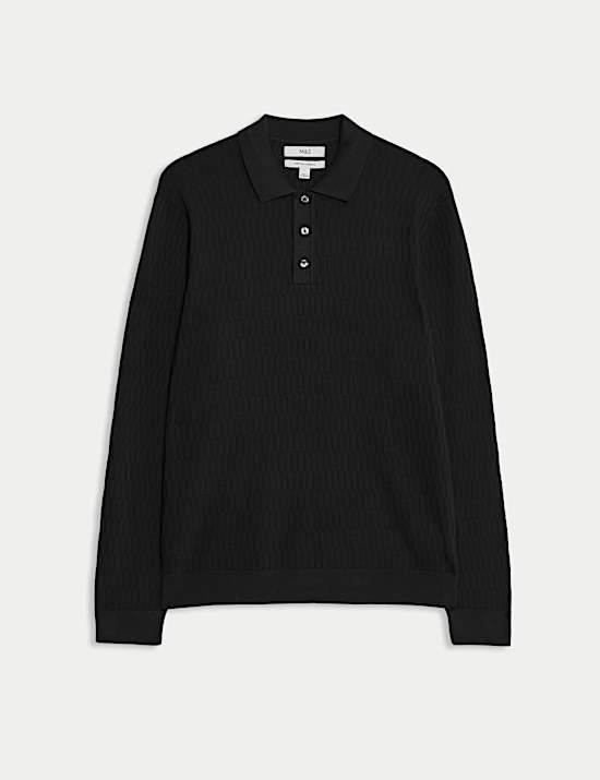 Cotton Modal Geometric Knitted Polo