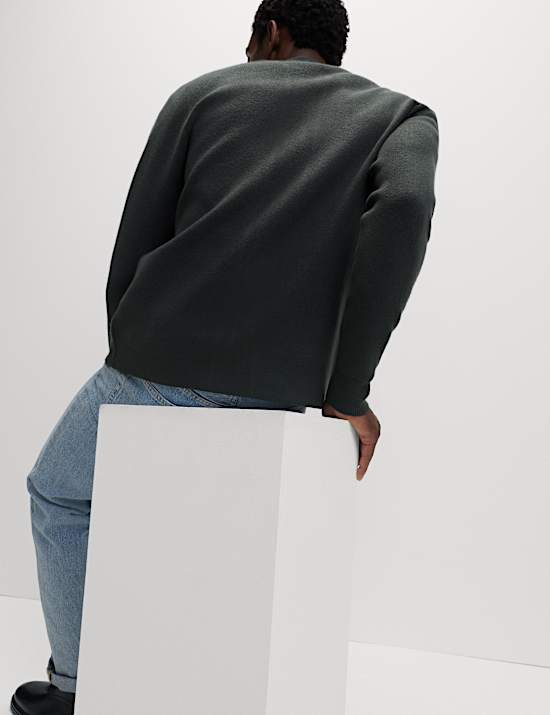 Air-Yarn Smart Crew Neck Knitted Bomber Jacket