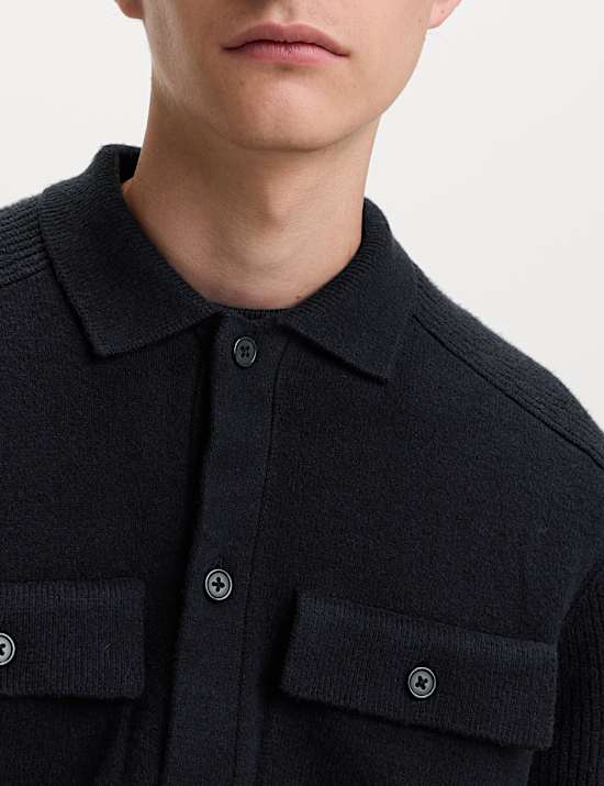 Air-Yarn Button Through Knitted Jacket