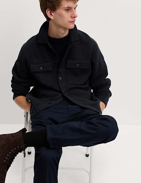 Air-Yarn Button Through Knitted Jacket