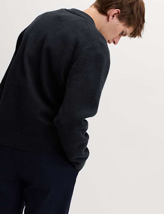 Air-Yarn Button Through Knitted Jacket