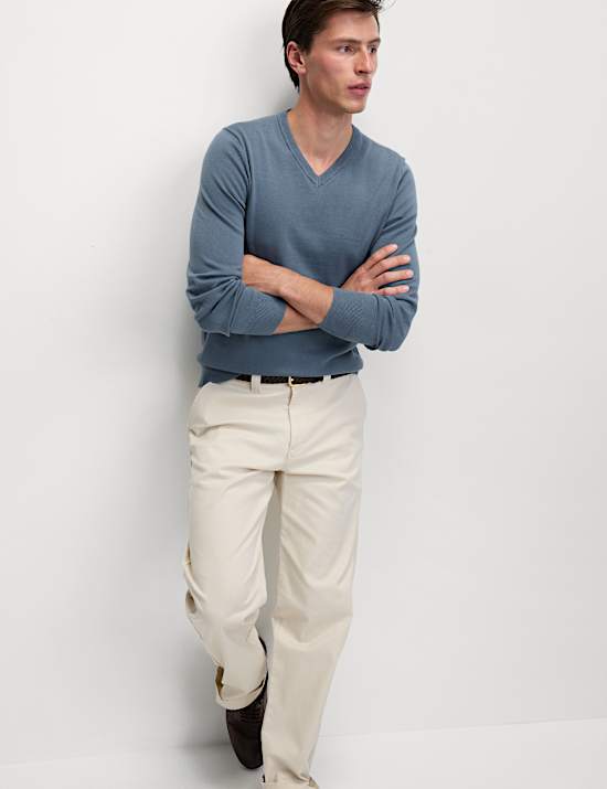 Pull en maille 100 % coton à col V