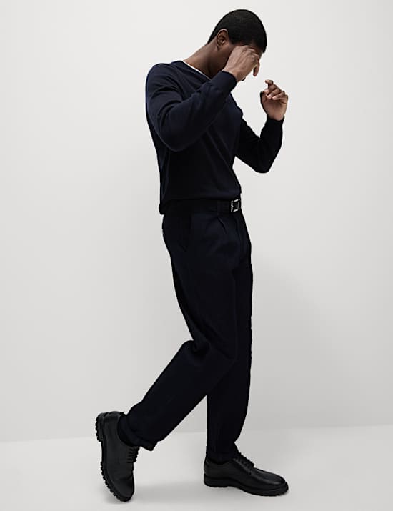 Pure Cotton V-Neck Knitted Jumper