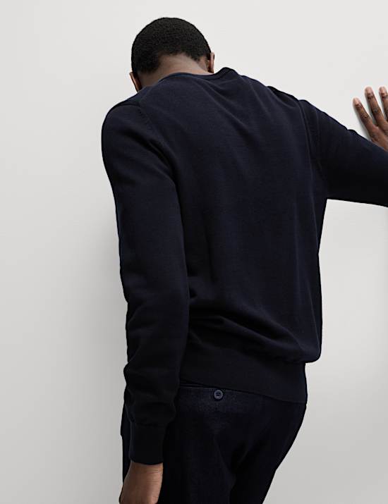 Pure Cotton V-Neck Knitted Jumper