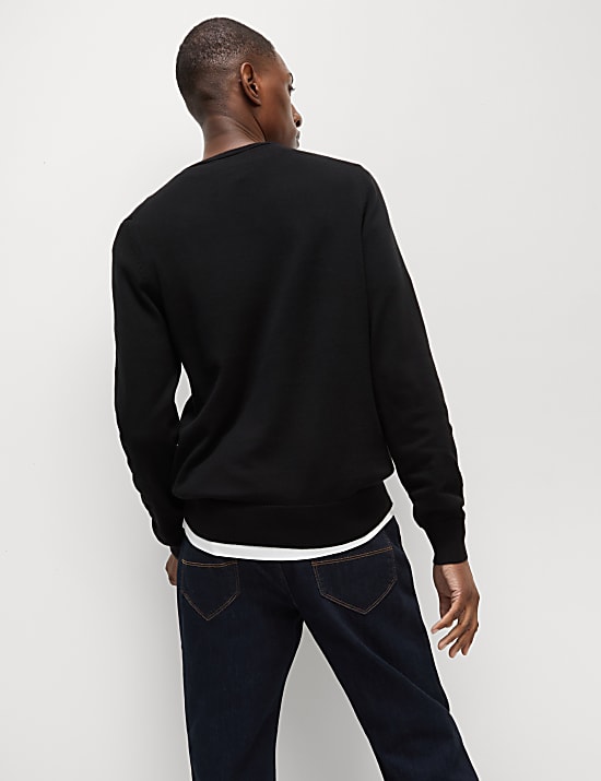 Pure Cotton V-Neck Knitted Jumper