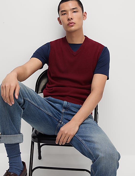 Pull sans manches 100 % laine d'agneau extra-fine