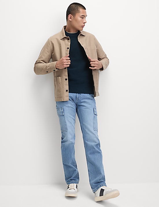 Lambswool Blend Textured Crew Neck Jumper