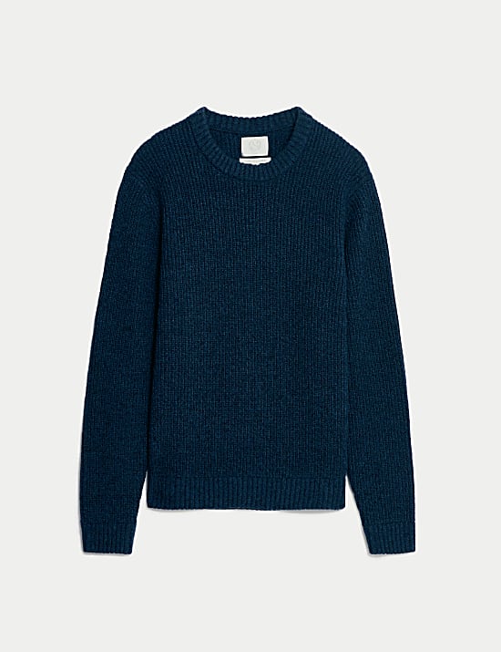 Lambswool Blend Textured Crew Neck Jumper