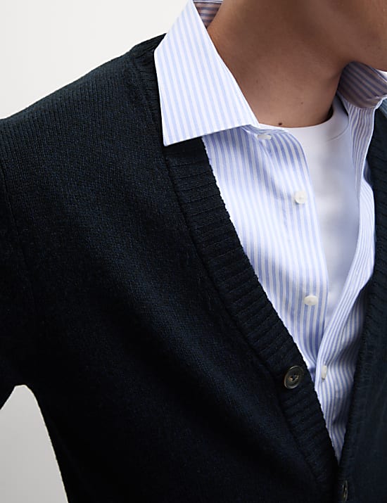 Extra Fine Lambswool Rich V-Neck Cardigan