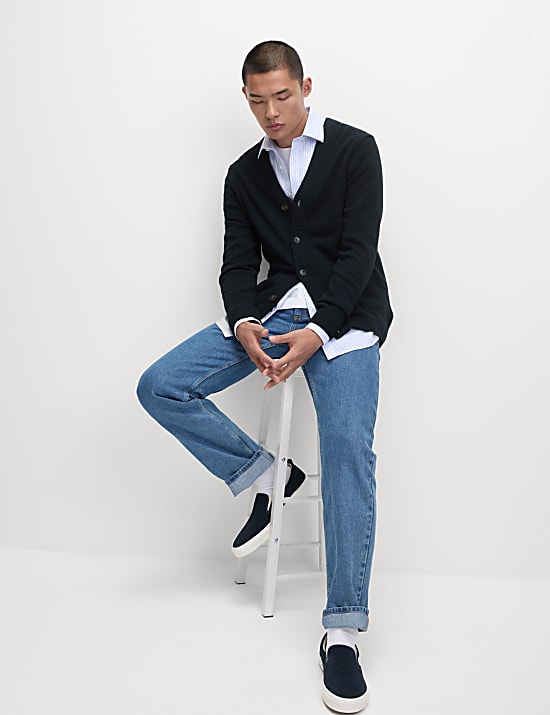 Extra Fine Lambswool Rich V-Neck Cardigan