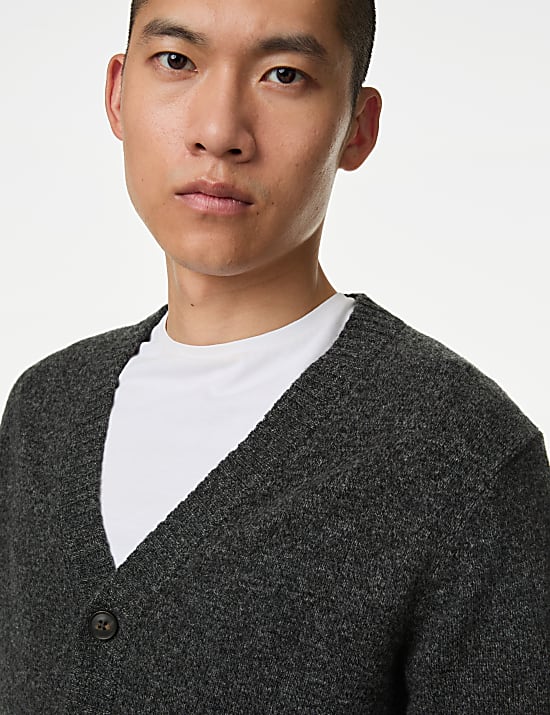 Cardigan en laine d&rsquo;agneau extra-fine &agrave; col en V