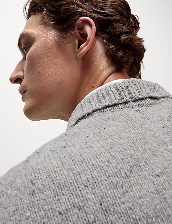 Relaxed Fit Wool Rich Half Zip Knitted Polo Shirt