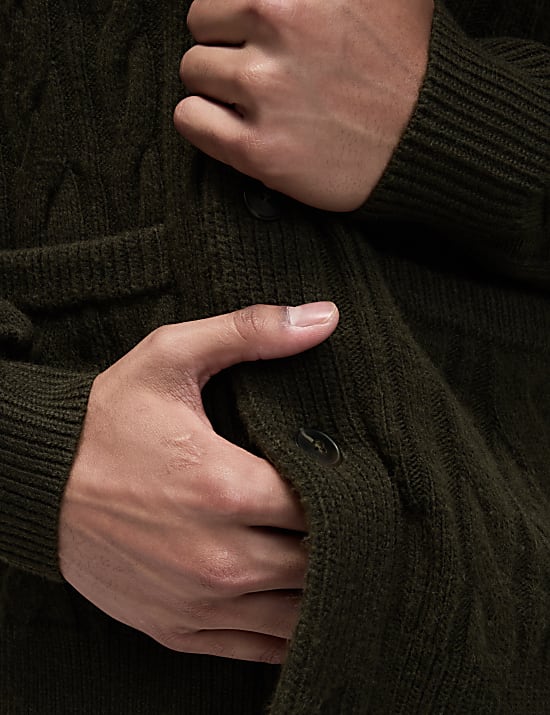 Cable Shawl Collar Cardigan