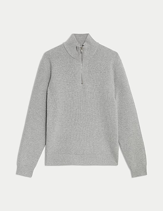 Pull en coton m&eacute;lang&eacute; &agrave; col chemin&eacute;e et motif c&ocirc;tel&eacute;