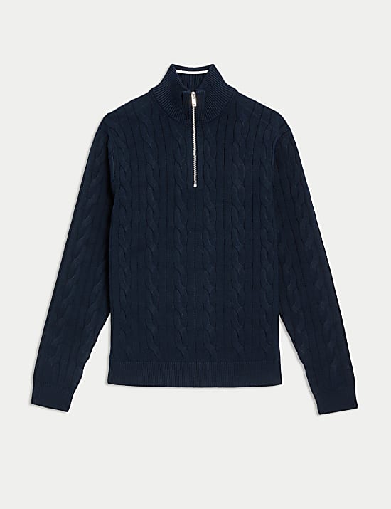 Pull en coton m&eacute;lang&eacute; &agrave; col chemin&eacute;e et motif torsad&eacute;