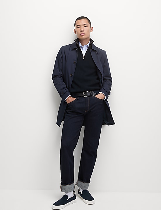 Cotton Blend Half Up Ribbed Jumper