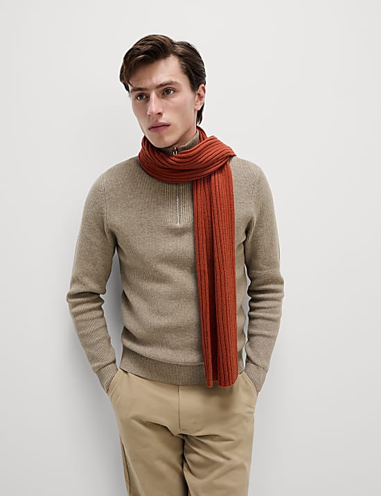 Cotton Blend Half Up Ribbed Jumper