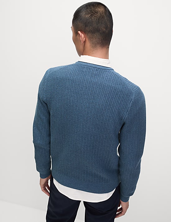 Pull en coton m&eacute;lang&eacute; &agrave; col rond et motif textur&eacute;