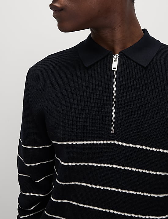 Πλεκτή μπλούζα πόλο από σύμμεικτο βαμβάκι και modal