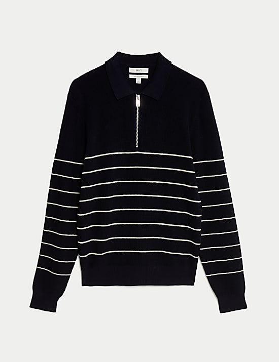 Πλεκτή μπλούζα πόλο από σύμμεικτο βαμβάκι και modal