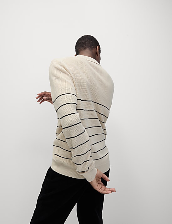 Πλεκτή μπλούζα πόλο από σύμμεικτο βαμβάκι και modal