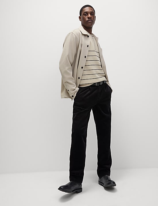 Πλεκτή μπλούζα πόλο από σύμμεικτο βαμβάκι και modal