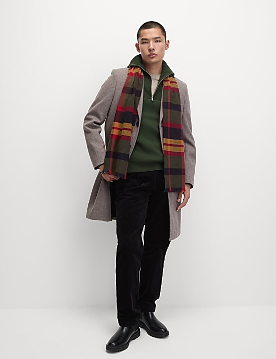 Cotton Blend Textured Half Zip Jumper