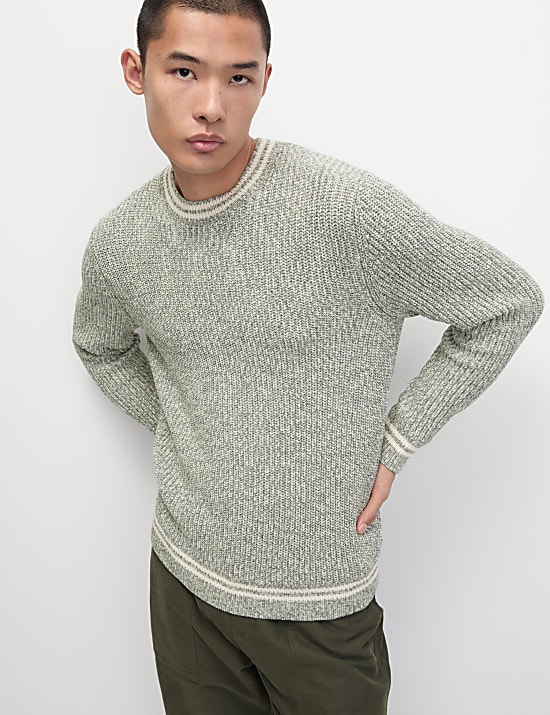 Πουλόβερ με κλειστή στρογγυλή λαιμόκοψη από 100% βαμβάκι