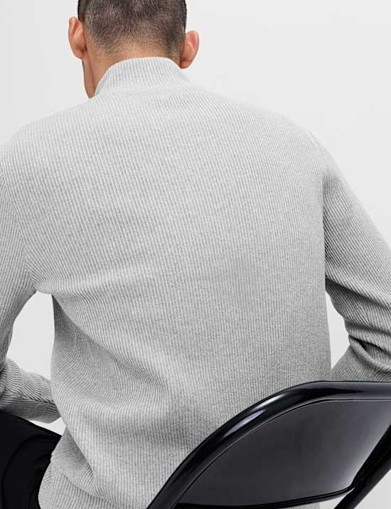 Veste en coton mélangé côtelé à col cheminée