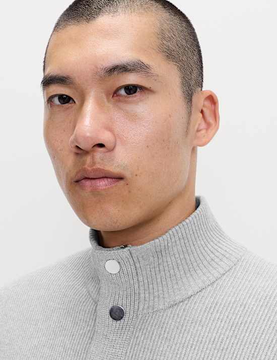 Veste en coton mélangé côtelé à col cheminée