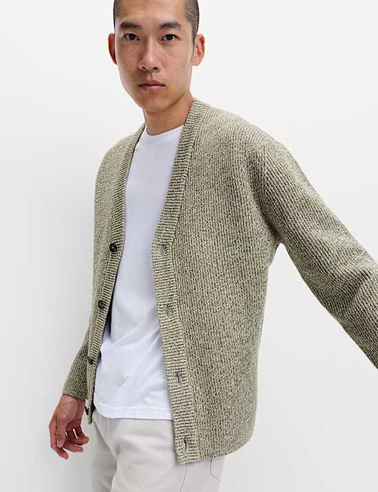 V-Neck Twisted Yarn Cardigan