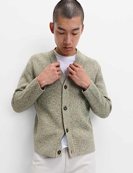 V-Neck Twisted Yarn Cardigan