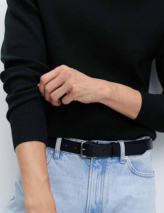 Cotton Blend Fine Ribbed Crew Neck Jumper