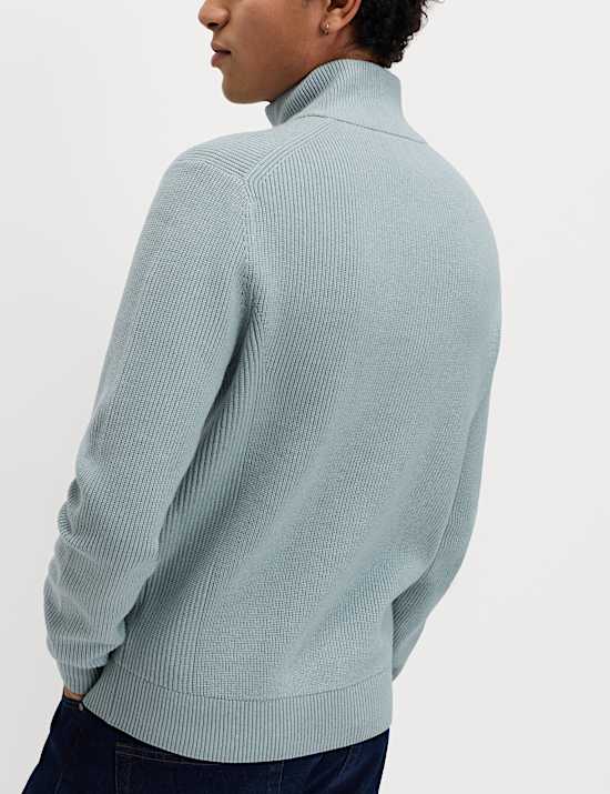 Jersey con media cremallera acanalado con algod&oacute;n