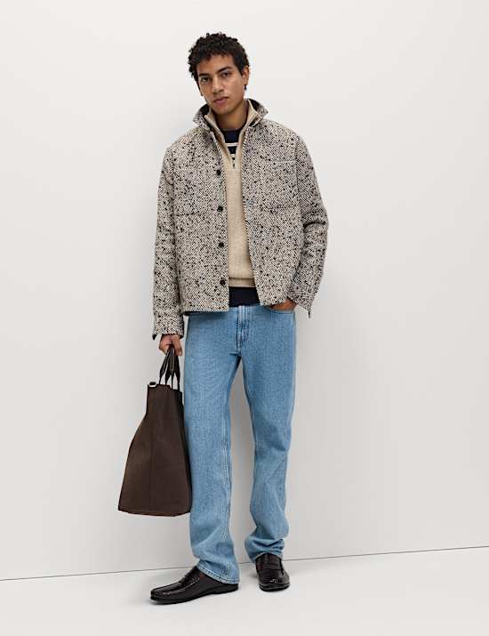 Cotton Blend Ribbed Half Zip Jumper