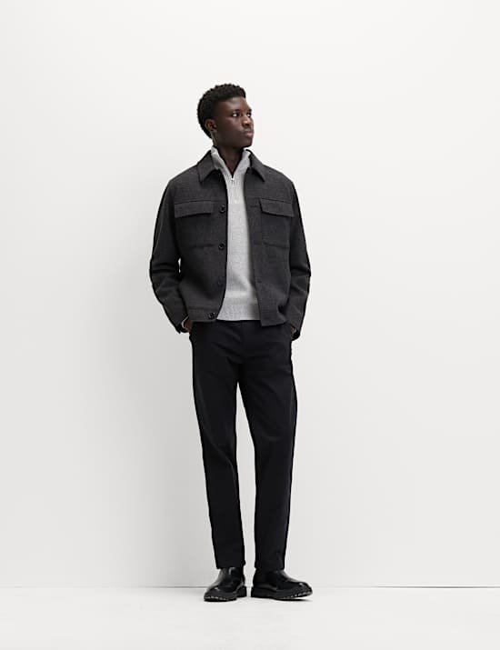 Cotton Blend Ribbed Half Zip Jumper