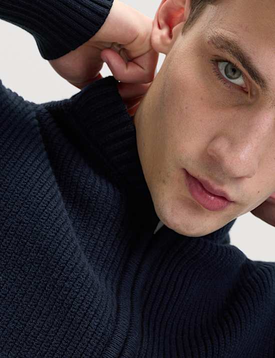 Cotton Blend Knitted Bomber Jacket