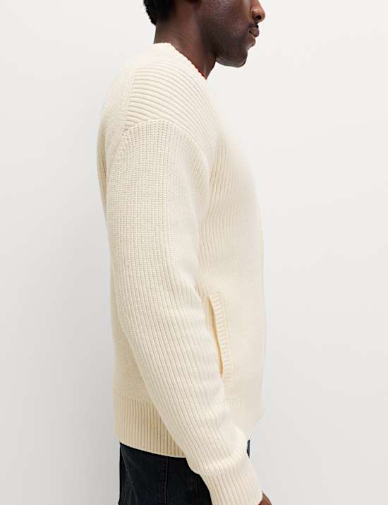 Cotton Blend Knitted Bomber Jacket